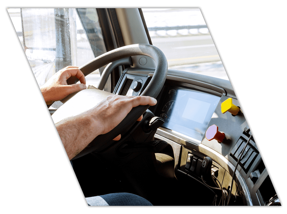 Student of CDL night classes in Alexandria driving a truck