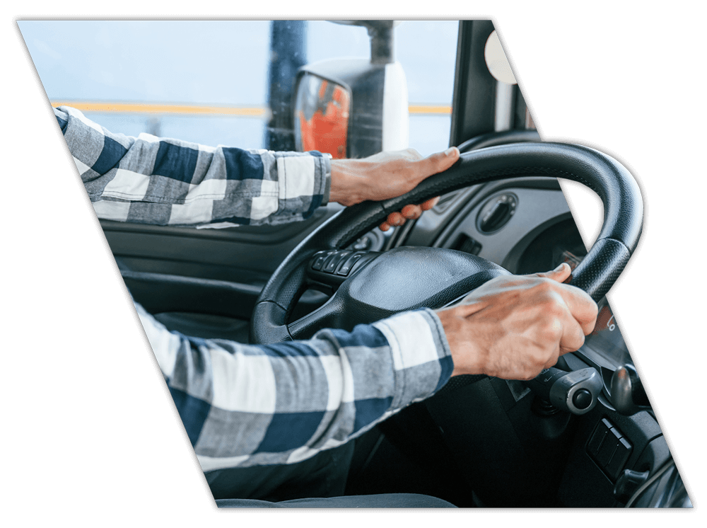 Student learning to drive at CDL night classes in Harvey