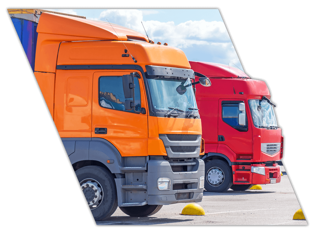 Colorful trucks used for corporate driver training in Arkansas