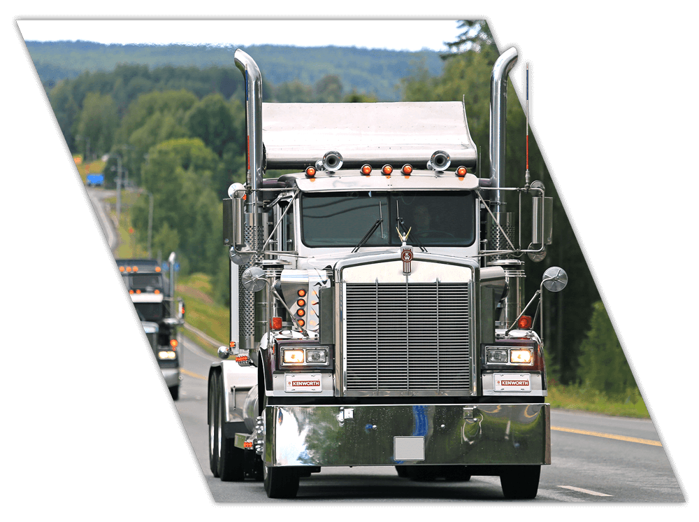 Big white truck used for corporate driver training in Alabama